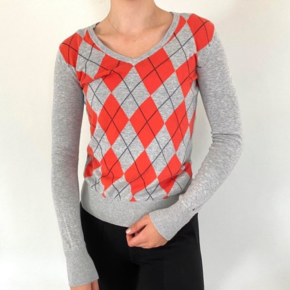 Vintage Tommy Hilfiger argyle sweater, size XL - Picture 1 of 9